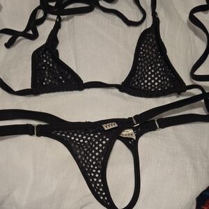 Elegant Black Mesh Bikini Set